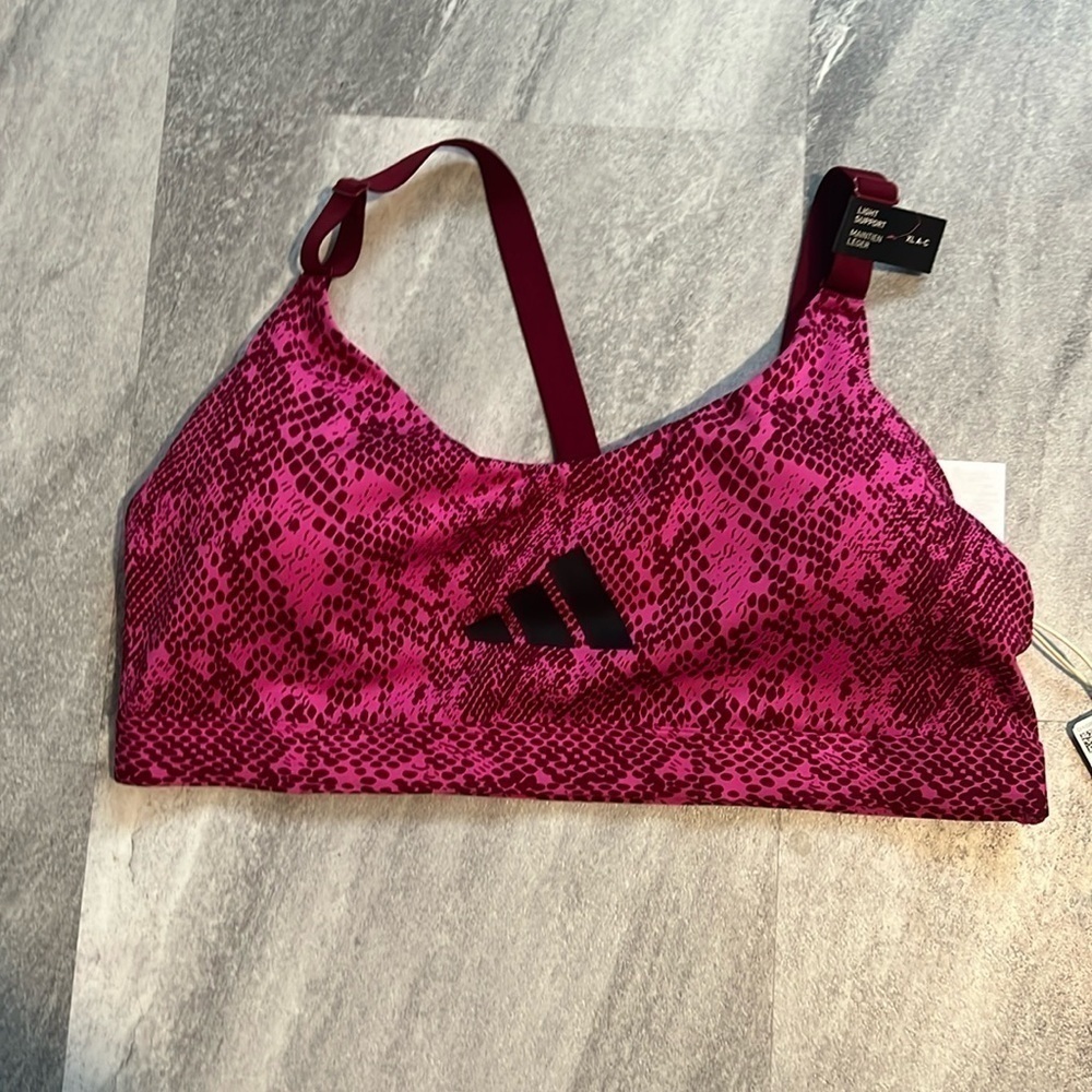 Adidas Light Support Sports Bra XL cups A-C pink & maroon racerback - Picture 1 of 8